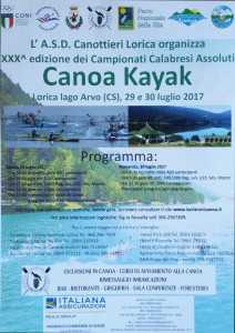 A Lorica il 29 e 30 luglio si terrà la XXXa edizione dei Campionati Calabresi Assoluti di Canoa e Kayak2